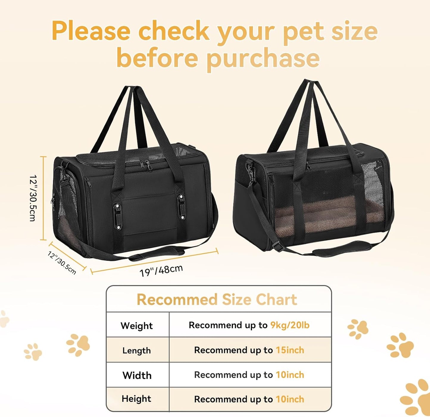 Petsfit Pet Carrier Airline Approved, Soft-Sided Cat Carrier with Patented Car Buckle, Lightweight and Collapsible with Adjustable Shoulder Strap, Soft Cushion,Green