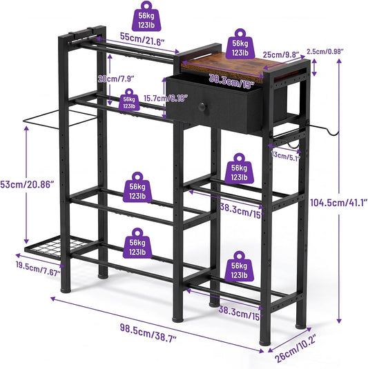 ikkle Home Gym Storage Rack, Adjustable Dumbbell Weight Rack with Drawer