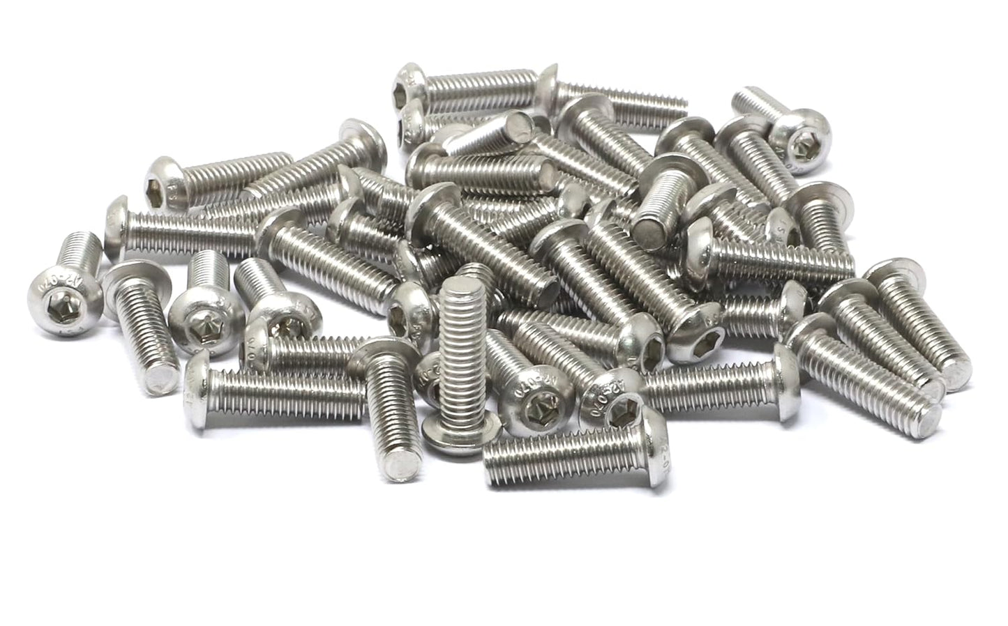 iexcell 50 Pcs M6 x 20mm Thread Pitch 1 mm Stainless Steel 304 Hex Socket Button Head Cap Screws Bolts Kit