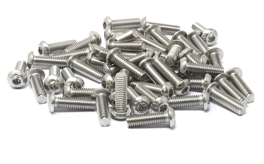 iexcell 50 Pcs M6 x 20mm Thread Pitch 1 mm Stainless Steel 304 Hex Socket Button Head Cap Screws Bolts Kit - PuriLite