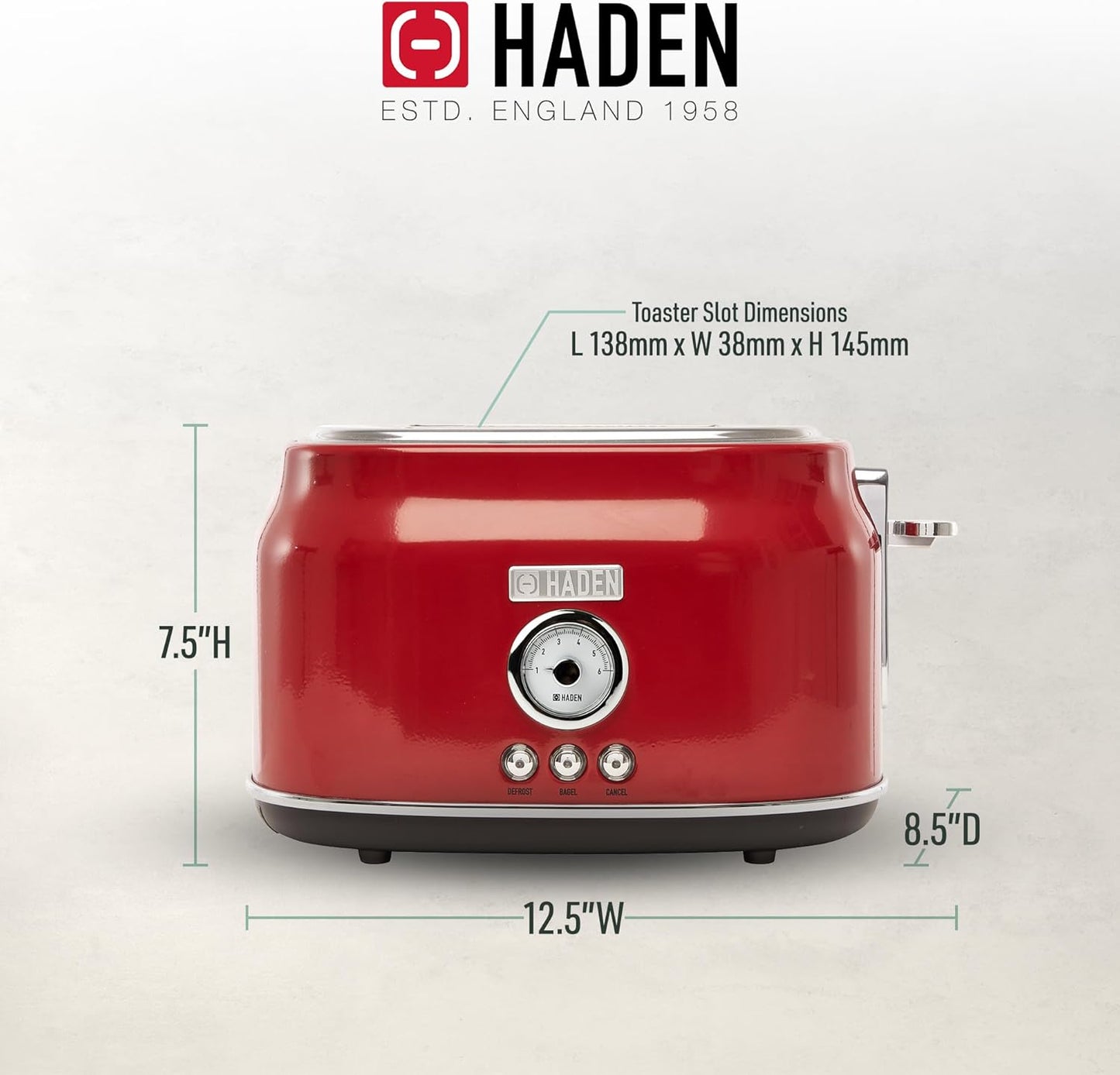 Haden Dorset 75083 Stainless Steel 1500W Retro Toaster 4 Slice Wide Slot w/Removable Crumb Tray and Settings, Black/Copper Toasters w/Adjustable Browning Control, Smart Toaster