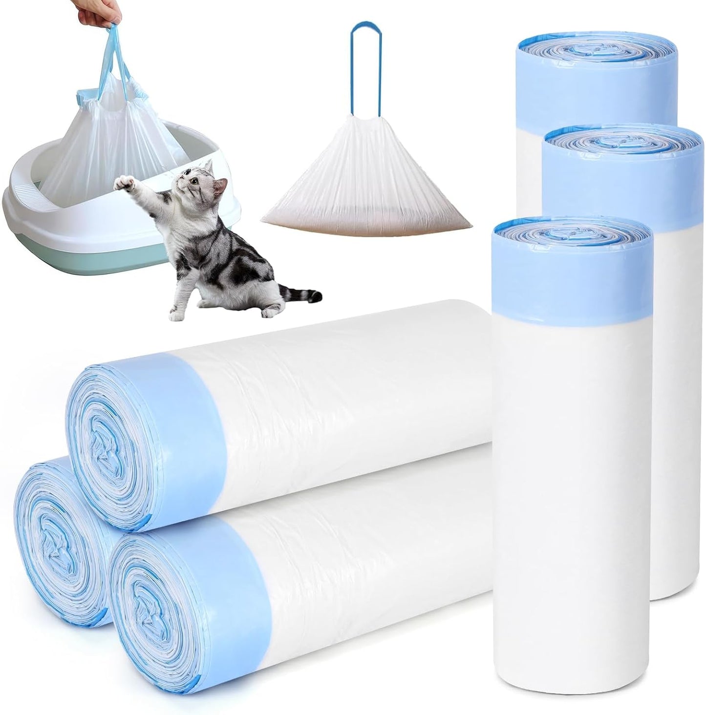 Cat Litter Box Liners, 120 Count Large Cat Litter Bags Thickened Cat Litter Waste Receptacles Bags Automatic Self Cleaning Cat Litter Box Liner, Universal Compatible for Most Litter Boxs