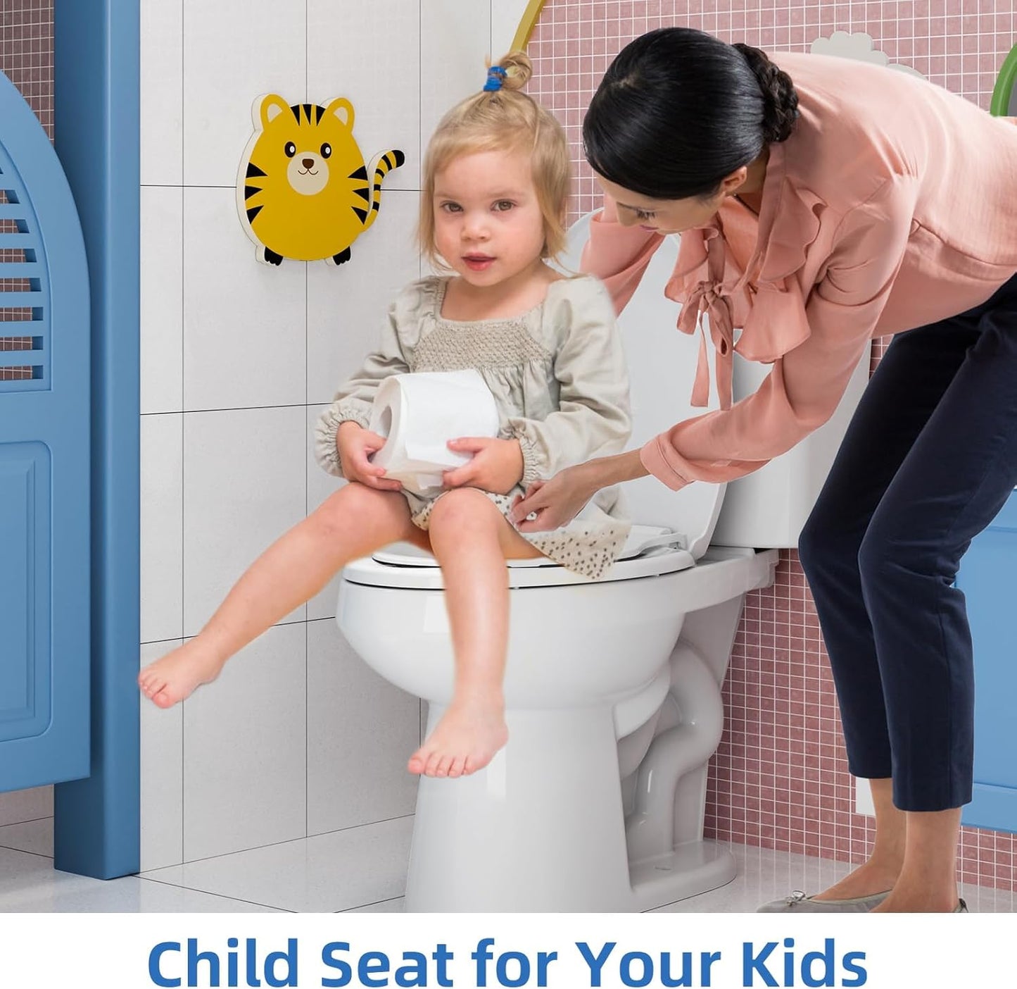 Homfan Elongated Soft-Close Toilet Seat with Built-in Toddler Potty Training Seat – Easy Installation, Durable & Quiet Close, Fits Adult & Child, Includes Quick-Detach Hinges