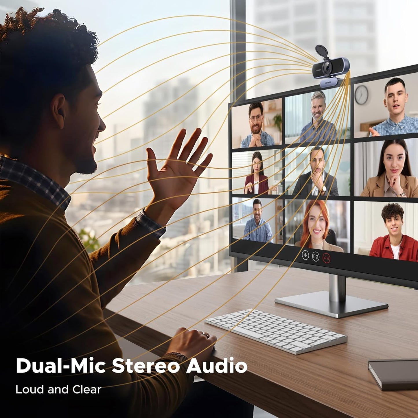 UGREEN 1080P Webcam with 2 Noise-Canceling Microphones, Live Streaming Web Camera, HD Auto Light Correction, USB-A Computer Camera for Zoom/Skype/Teams, Conferencing & Video Calling, PC/Mac/Laptop
