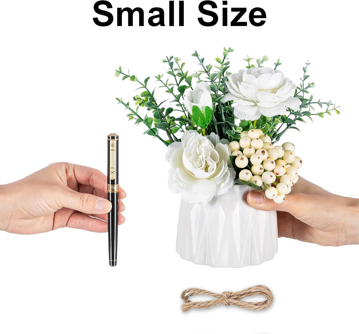 BLOSMON White Fake Flowers with Vase: Small Coffee Table Decor Bathroom Hydrangea Faux Flowers in Vase Office Desk Shelf Home Living Room Bedroom Vanity nightstand Decorations Floral Arrangement