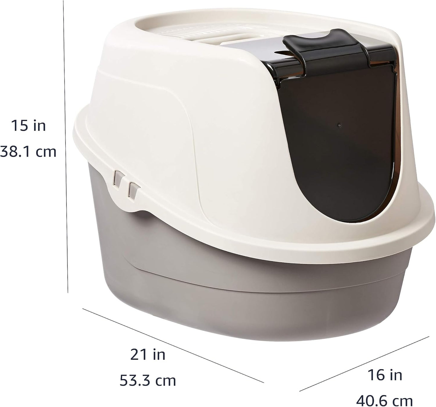 No-Mess Hooded Enclosed Cat Litter Box, Large, Multicolor, 24 in x 18 in x 17 in