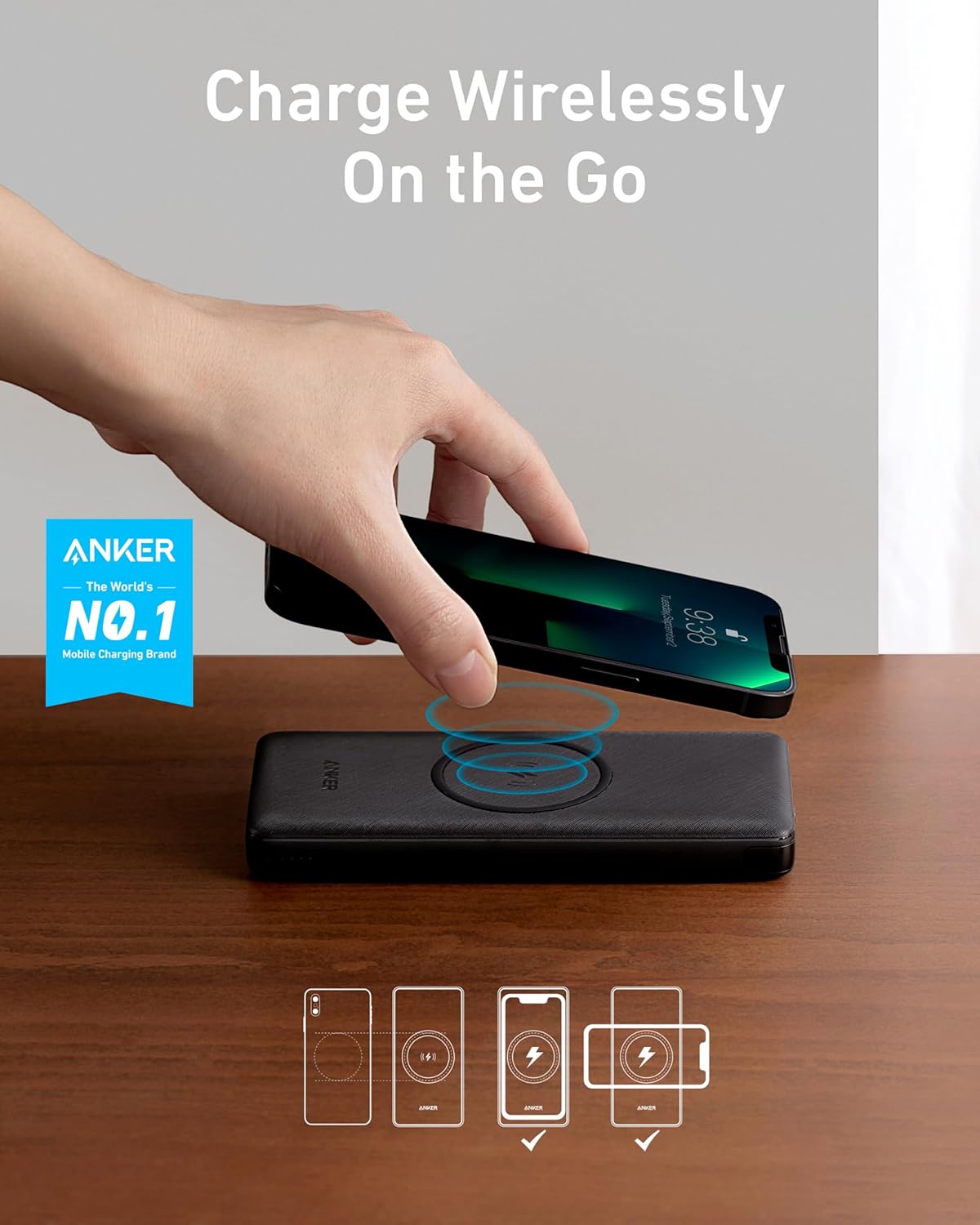 ANKER PowerCore III 10K Wireless Portable Charger with Qi-Certified 10W Wireless Charging and 18W USB-C Quick Charge for iPhone 15/15 Plus/15 Pro/15 Pro Max, iPhone 14 Series, iPad, AirPods, and More
