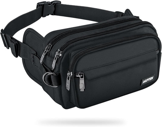 AGPTEK Men's Women's Outdoor Sports Running Waist Bag with Multiple Pockets and Adjustable Belt for Travel, Hiking, Climbing, Jogging, Hiking - PuriLite