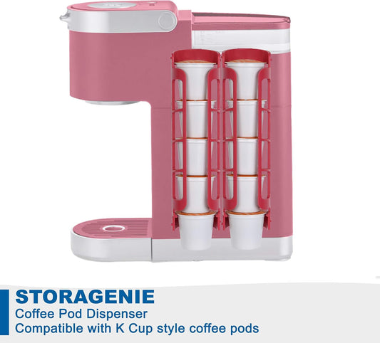 STORAGENIE Coffee Pod Holder for Kerig Kcup, Red Side Mount K Cup Storage, Coffee Pod Organizer, Perfect for Small Counters