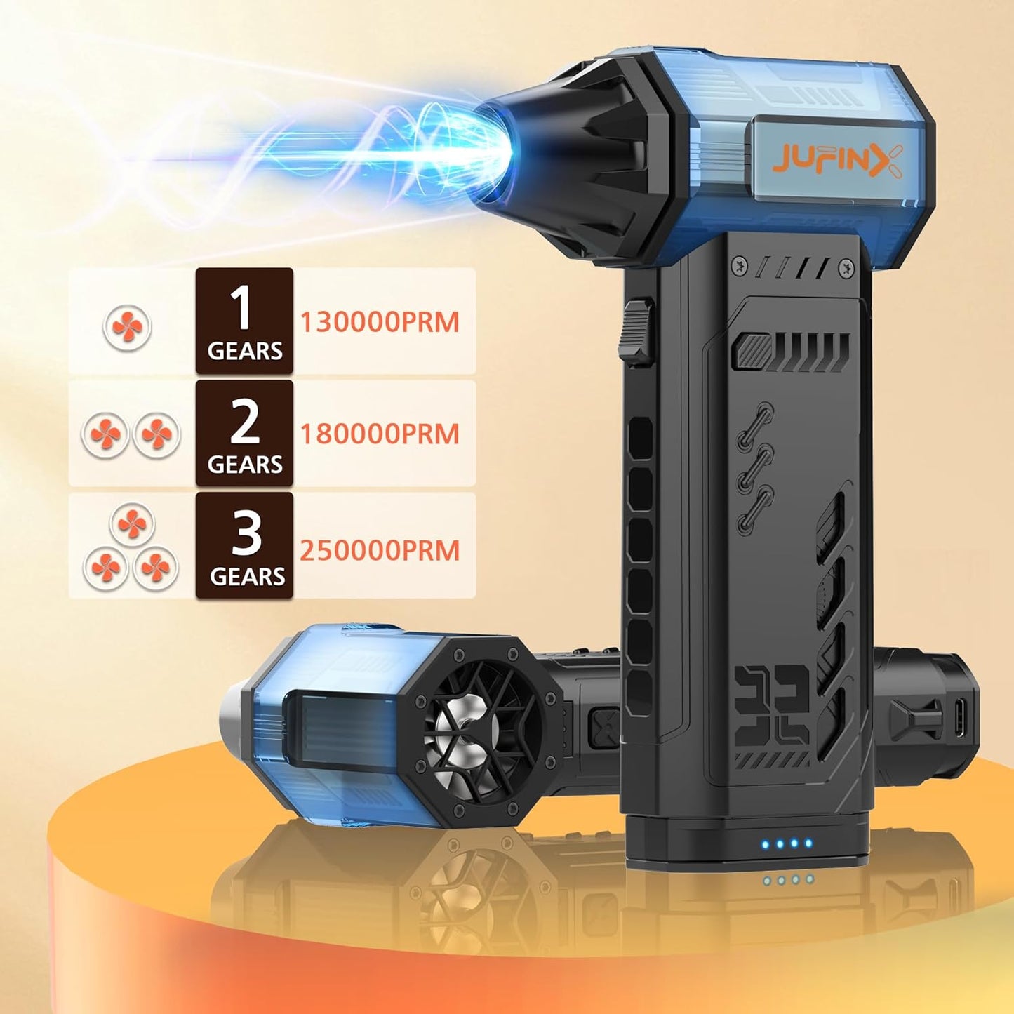 X301 Compressed Air Duster-250000RPM Super Power Electric Air Duster, Replaceable Batteries,Long Life mini Blower, 3-Gear Adjustable,4 nozzles for Computer, Keyboard, Outdoors and Car Cleaning