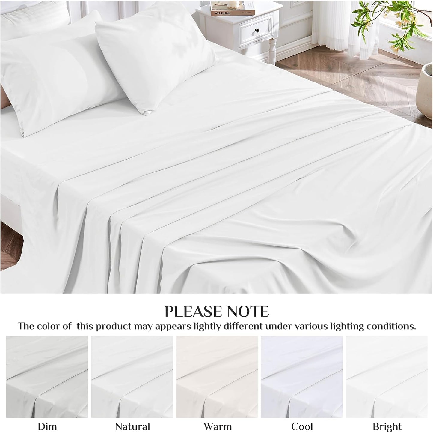 JOLLYVOGUE Queen Size Bed Sheet Set - 4 Piece Bed Sheets Set with Deep Pocket - Soft Breathable & Cooling - Resists Shrinkage & Fading Draps Queen - Easy Care (Dark Grey)