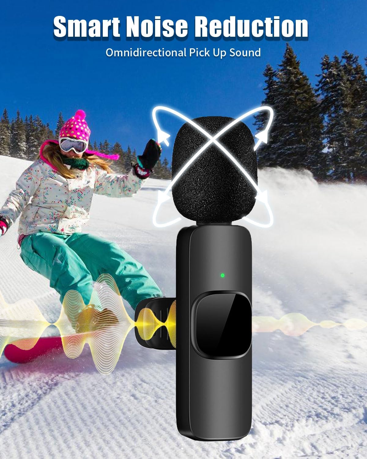 Wireless Lavailer Microphone for iPhone, Android, Camera, iPad, USB C, 4 in 1 Professional Mini Microphone with Noise Reduction, Wireless Mic for Video Recording, Vlog, YouTube, TikTok