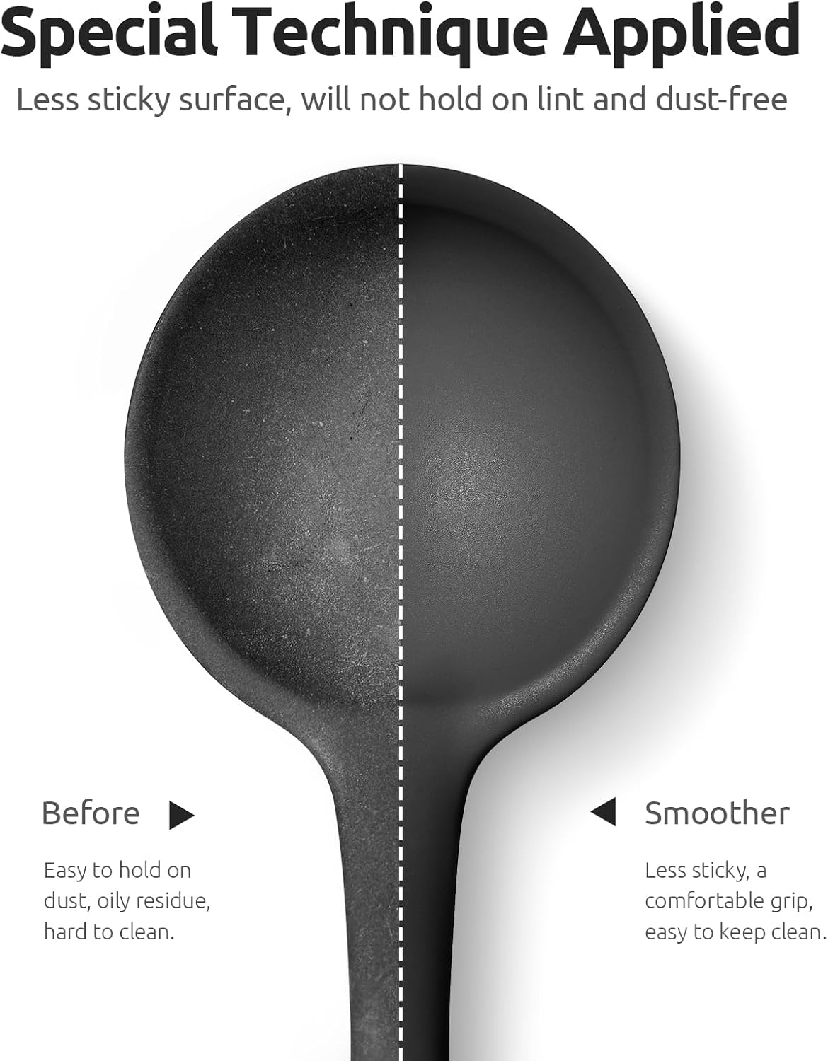 13 inch Silicone Soup Ladle: U-Taste 600ºF Heat Resistant 4 oz Large Non-Stick Seamless Rubber Kitchen Deep Serving Spoon with Non-Slip Solid Long Handle for Cooking Sauce/Stews/Gravies/Chili(Purple)