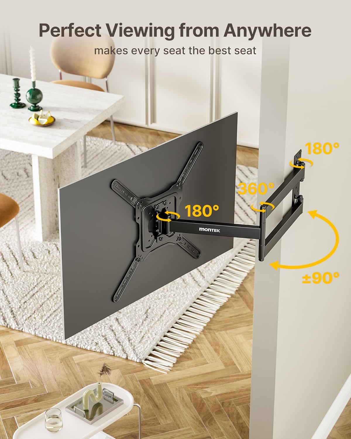 monTEK Long Arm TV Wall Mount for Most 23-65 Inch TVs, 29 Inch Long Extension TV Mount Swivel and Tilt, Full Motion Wall Mount TV Bracket Fit Max VESA 400 x 400mm, Up to 77 lbs