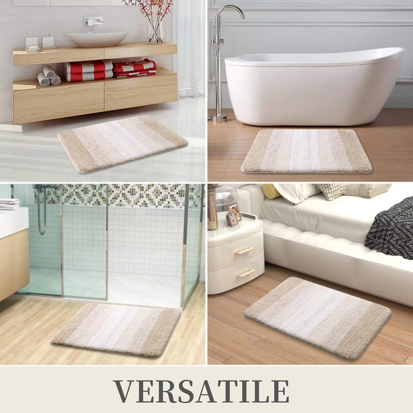 OLANLY Luxury Microfiber Bath Mat, Extra Soft and Absorbent Bathroom Mat, Non-Slip Plush Shaggy Bathroom Rug, Machine Wash Dry, Bath Rugs for Bathroom Floor, Tub and Shower, 16x24, Grey