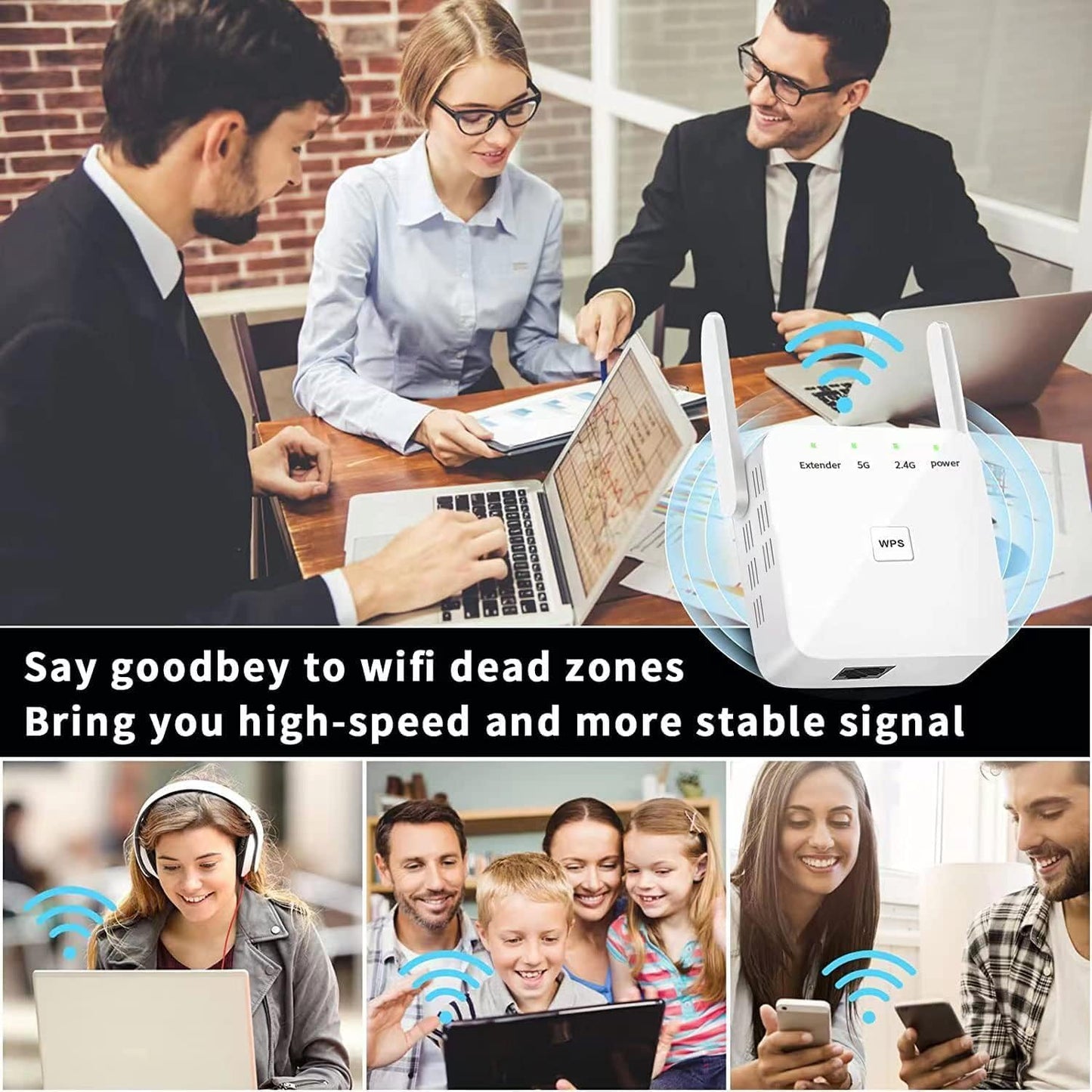 2025 Faster WiFi Extender, WiFi Repeater, Covers Up to 10000 Sq.ft and 80 Devices, Internet Booster - with Ethernet Port, Quick Setup, Home Wireless Signal Booster