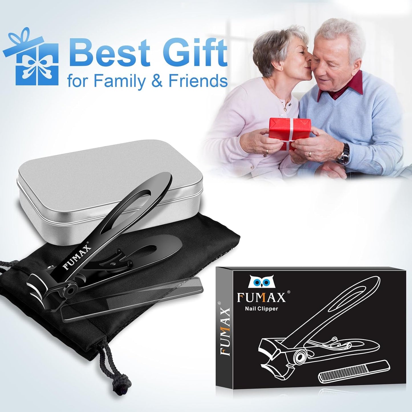 Nail Clippers for Men Thick Nails, Large Toe Nail Clippers for Seniors with 15mm Wide Jaw Opening, Heavy Duty Nail Cutter with Long Handle Gifts for Men Women