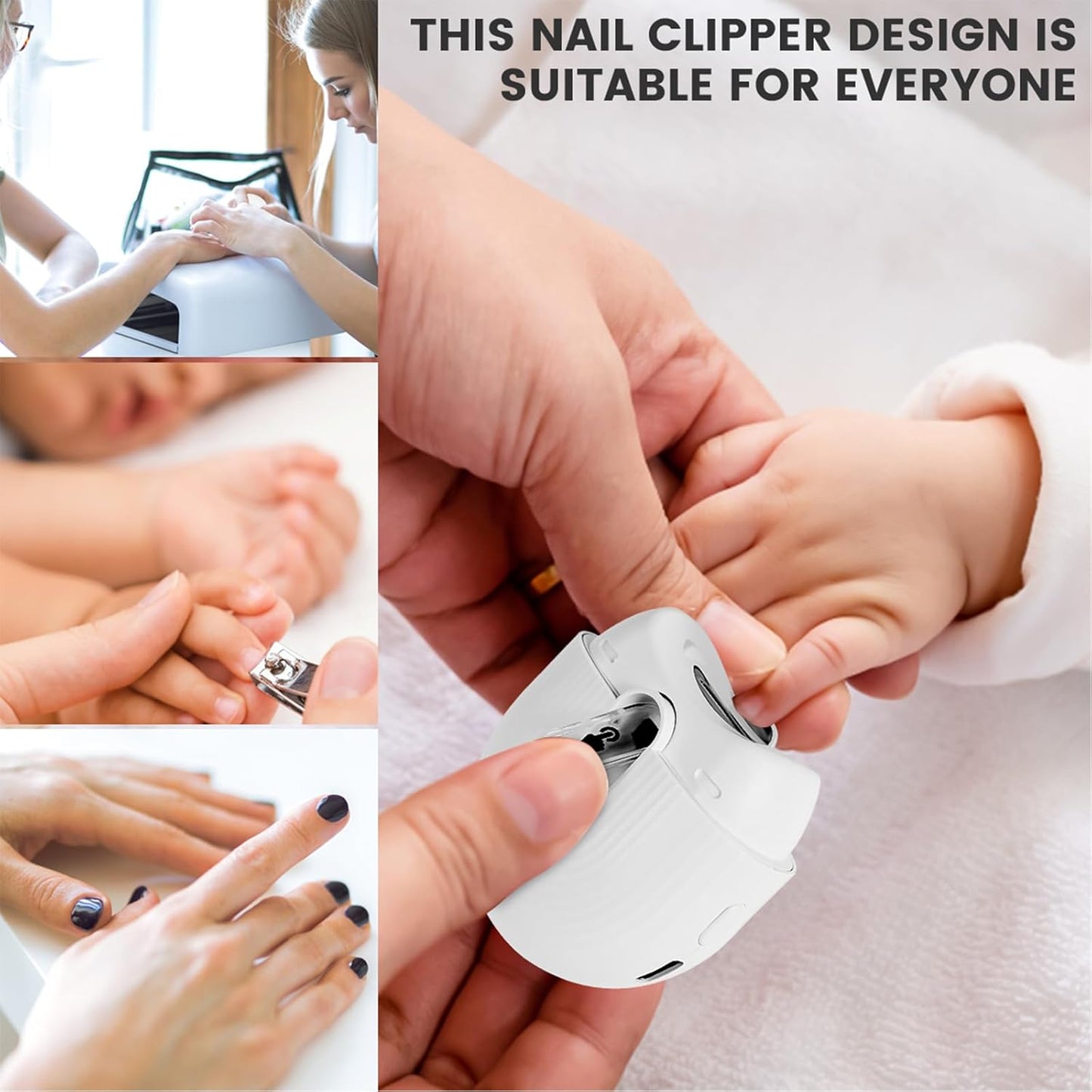 KTZCTPCA Electric Nail Clipper, Toenail and Fingernail Clippers, Nail Clipper Trimmer Baby Nail Polisher, Portable Nail Trimmer with Light & 2 Speeds for Babies,Children,Seniors,Adults (B)