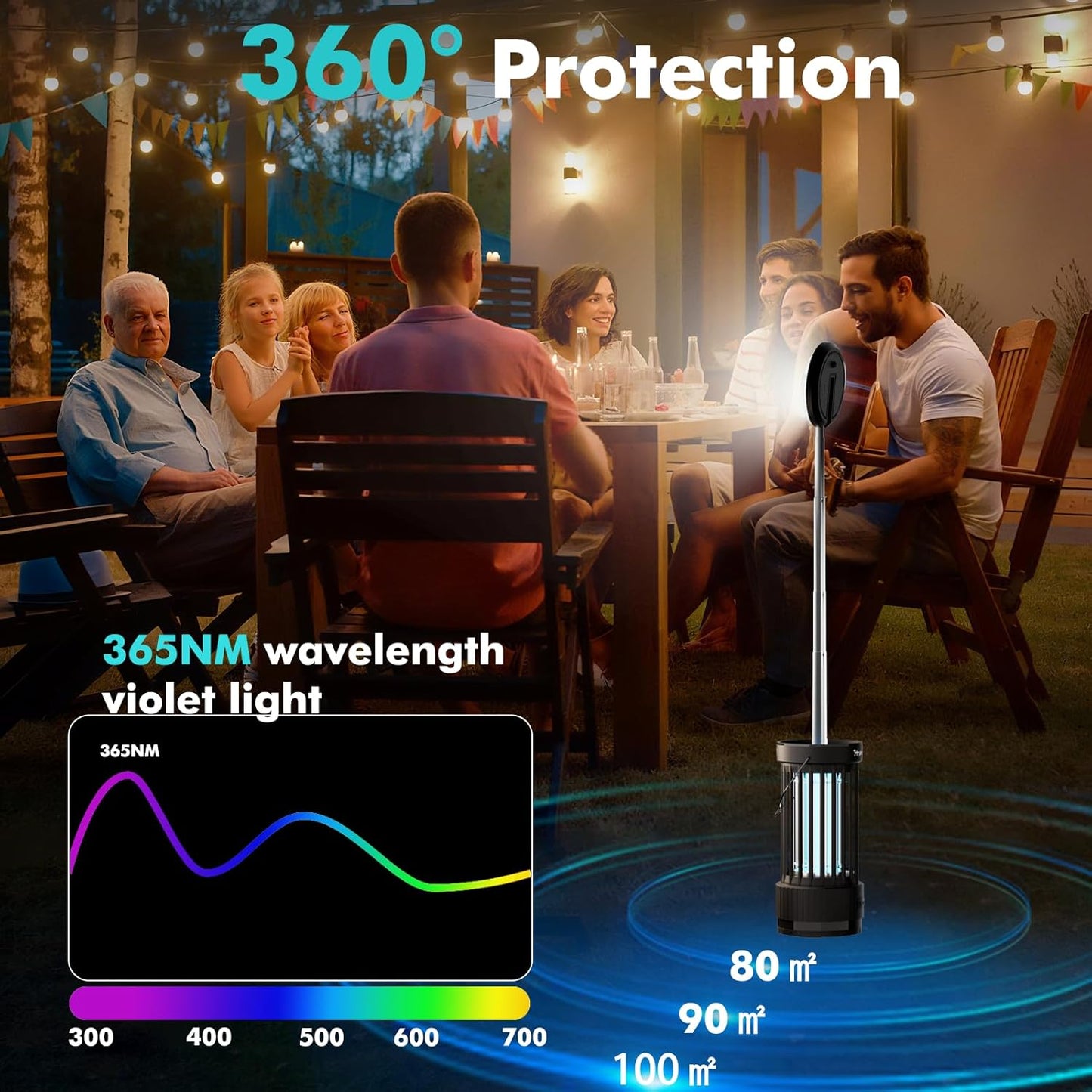 PALONE Bug Zapper, 4000mAh Electric Bug Zapper with LED Light, Retractable Fly Zapper with 3 Levels of Lighting Intensity Used for Indoor Outdoor