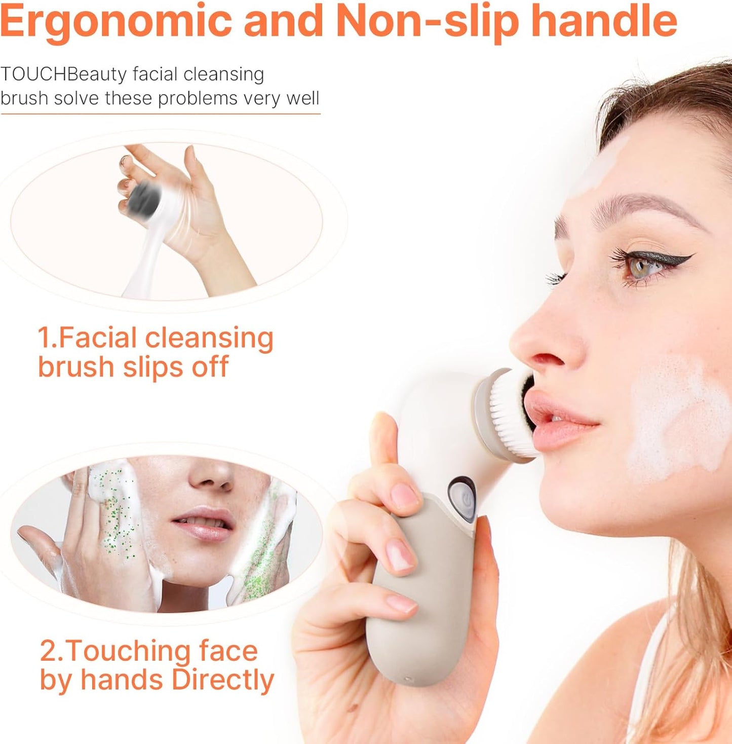 Facial Cleansing Brush Electric Facial Exfoliating Massage Brush with 3 Cleanser Heads and 2 Speeds Adjustable for Deep Cleaning, Removing Blackhead, Face Massaging
