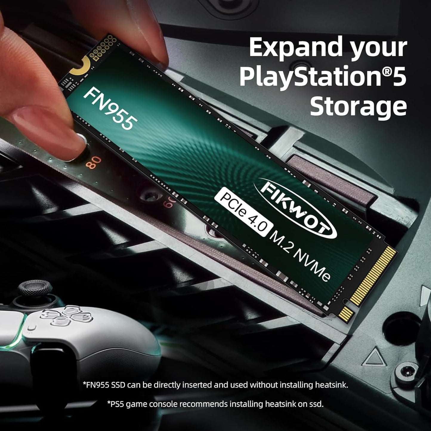 Fikwot FN950 2TB SSD M.2 2280 PCIe Gen4 x4 NVMe 1.4 Internal Solid State Drive - Speeds up to 4800MB/s, Dynamic SLC Cache,Compatible with Laptop,Desktop and Ps5