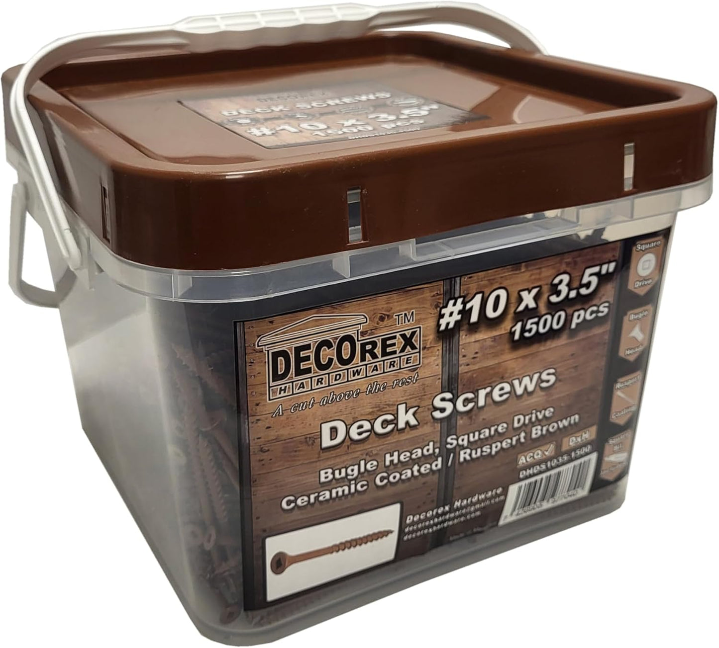 #8 x 3" Deck Screws | Square Drive | Bugle Head | Brown Ruspert | 100pcs Box