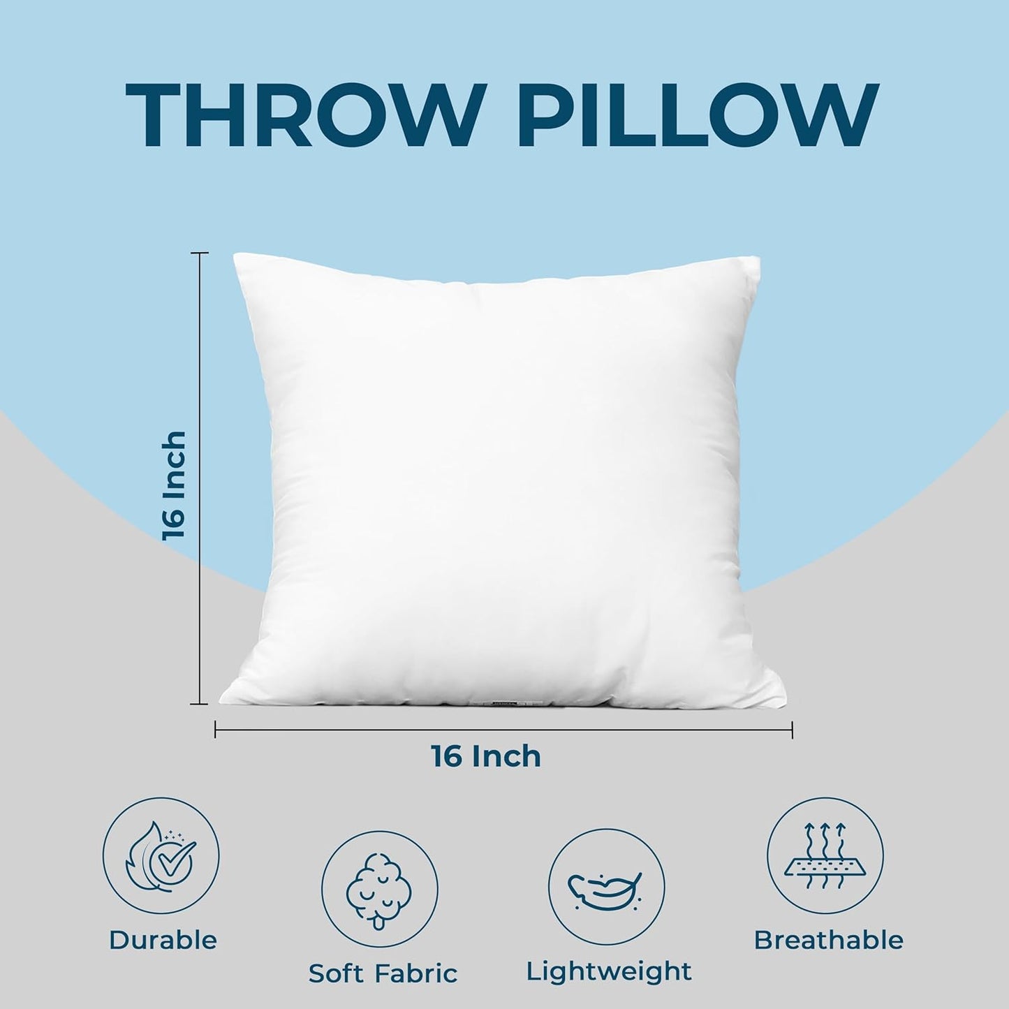 Utopia Bedding Throw Pillows (Set of 4, White), 18 x 18 Inches Pillows for Sofa, Bed and Couch Decorative Stuffer Pillow