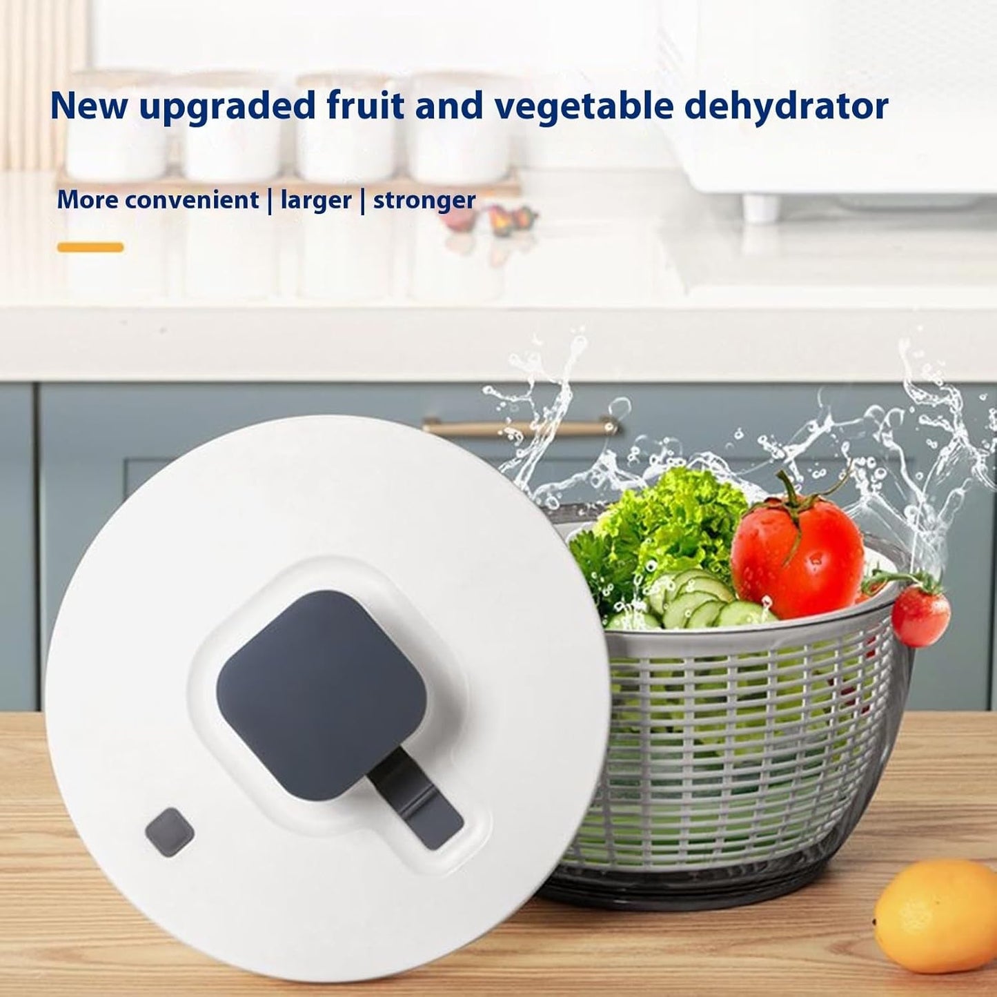 Manual Hand Powered Salad Spinner with Storage Lid and Colander Bowl Vegetable Dehydrator with Drain Basket