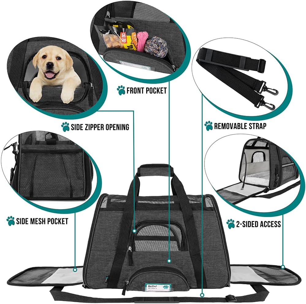 Premium Airline Approved Soft-Sided Pet Travel Carrier by PetAmi | Ventilated, Comfortable Design with Safety Features | Perfect For Plane or Car | Ideal for Small to Medium Sized Cats, Dogs, and Pets