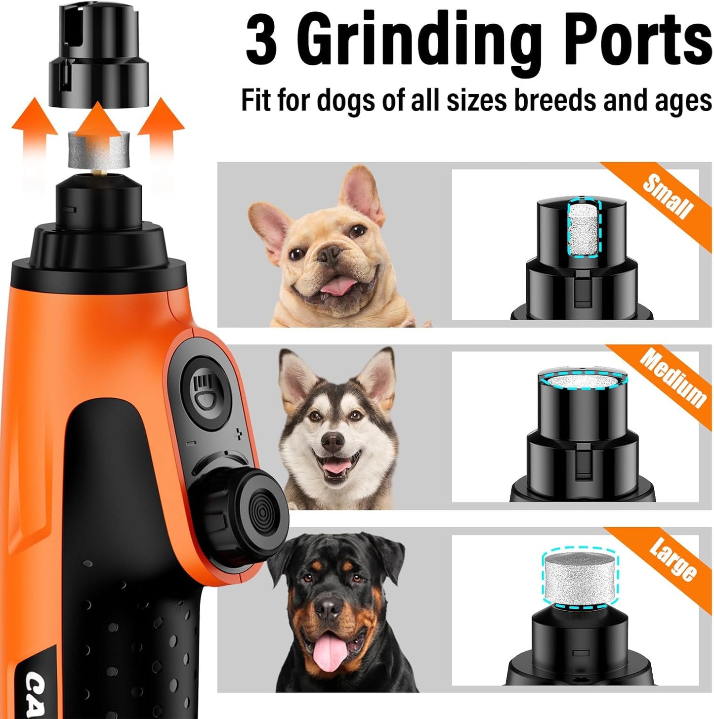 Casfuy Smart 6 Speed Dog Nail Grinder - Pet Nail Grinder with 2 LED Lights Super Quiet Rechargeable Electric Dog Nail Trimmer File Toenail Grinder for Large Medium Small Dogs (Red)