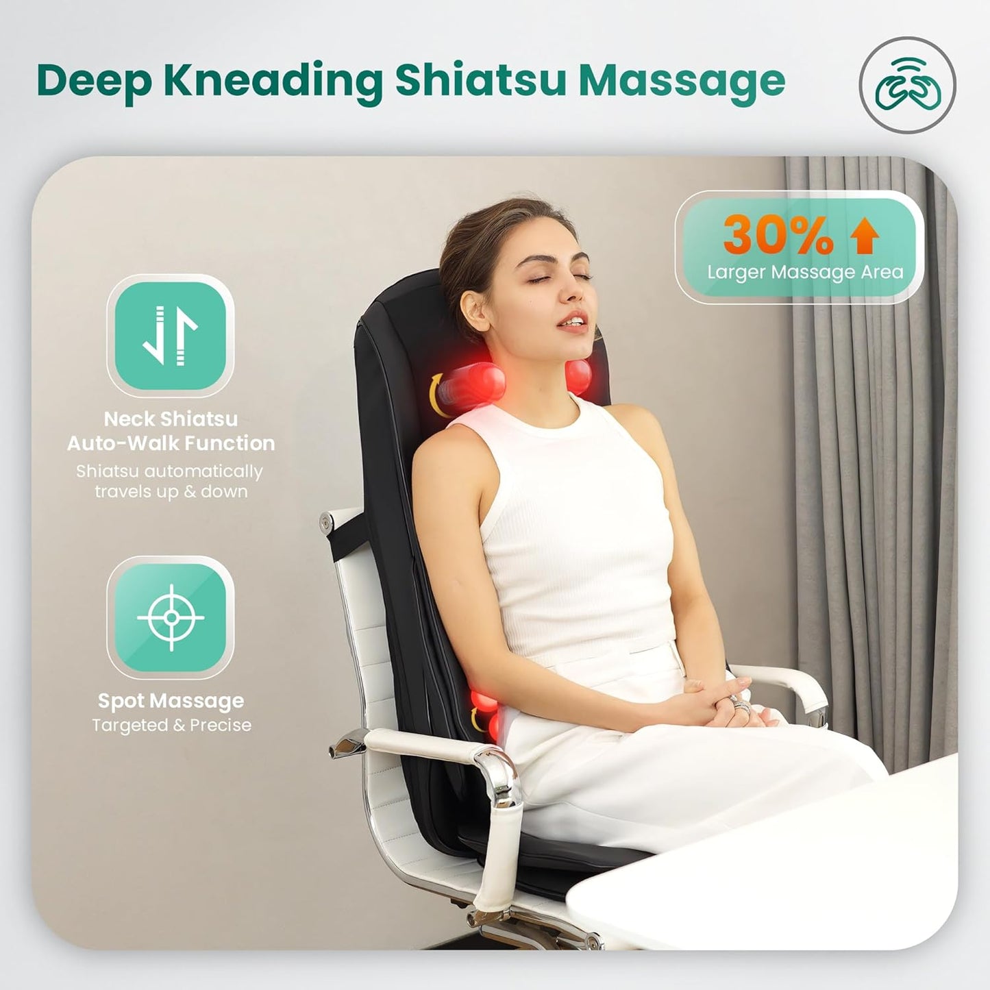 Snailax Shiatsu Neck and Back Massager with Heat Compression, Electric Massage Chair Pad for Neck Back, Massage Chair Full Body for Home Office Use, Gifts for Men, Women