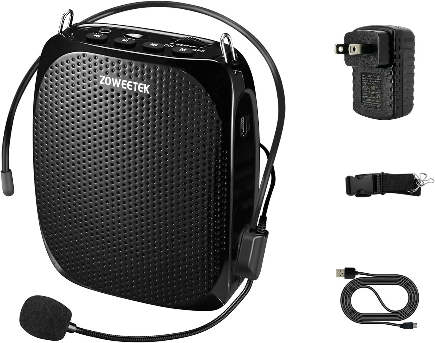 ZOWEETEK Voice Amplifier with Microphone Headset,1800mAh Rechargeable Portable Amplifier for Teachers, Tour Guide,Yoga,Fitness, Training, Meeting,Classroom