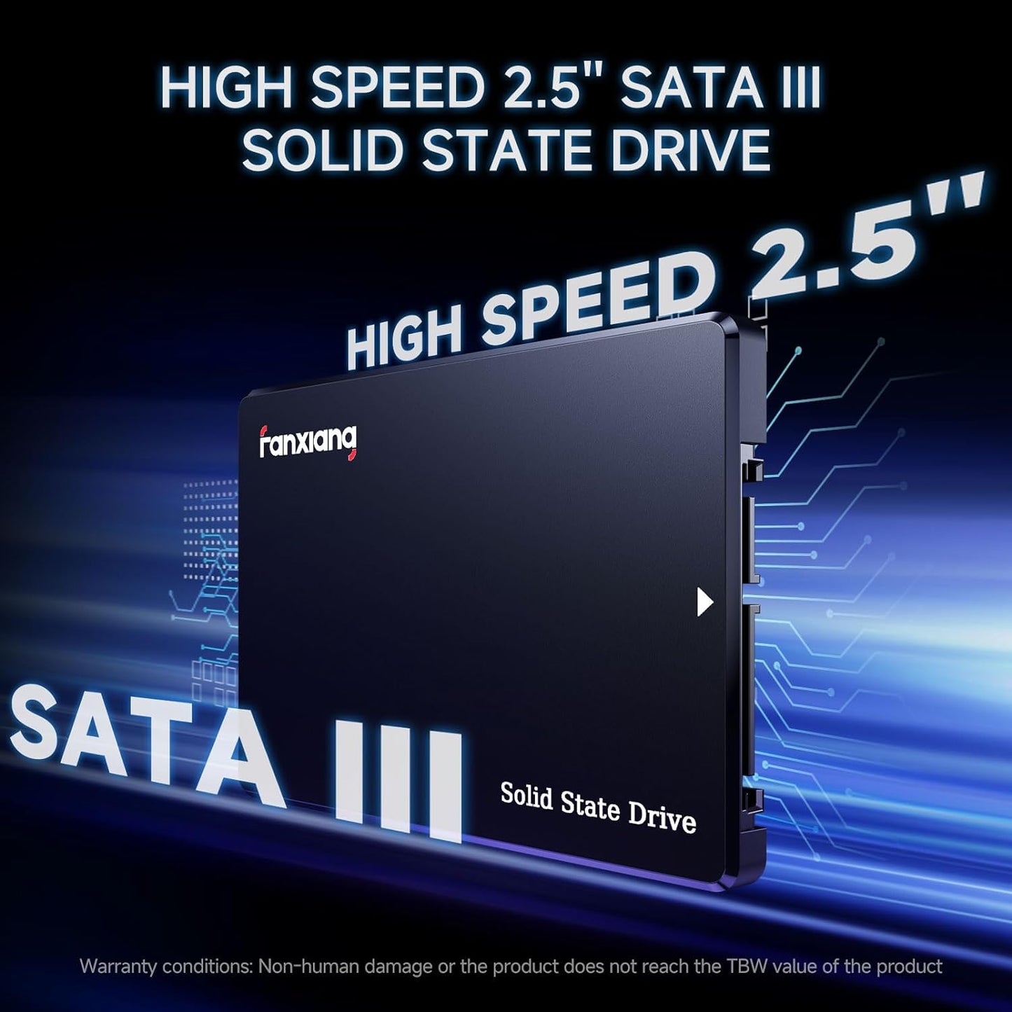 fanxiang S101Q SSD 1TB 2.5'' SATA III 6Gb/s, Internal Solid State Drive Up to 560MB/s SLC Cache for Laptop and PC Desktop 7mm(0.28″)