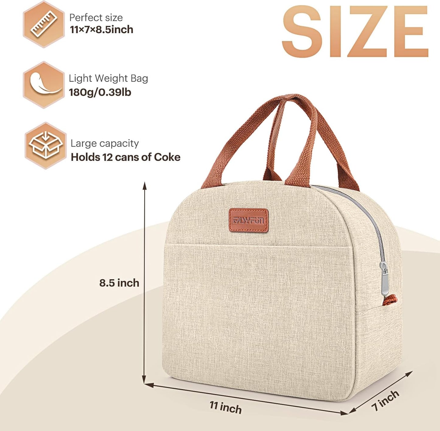 Lunch Bag for Women & Men Adult Insulated Lunch Box, Small Leakproof Cooler Food Lunch Containers Reusable High Capacity Lunch Tote Bags for Work, Travel, Outdoor