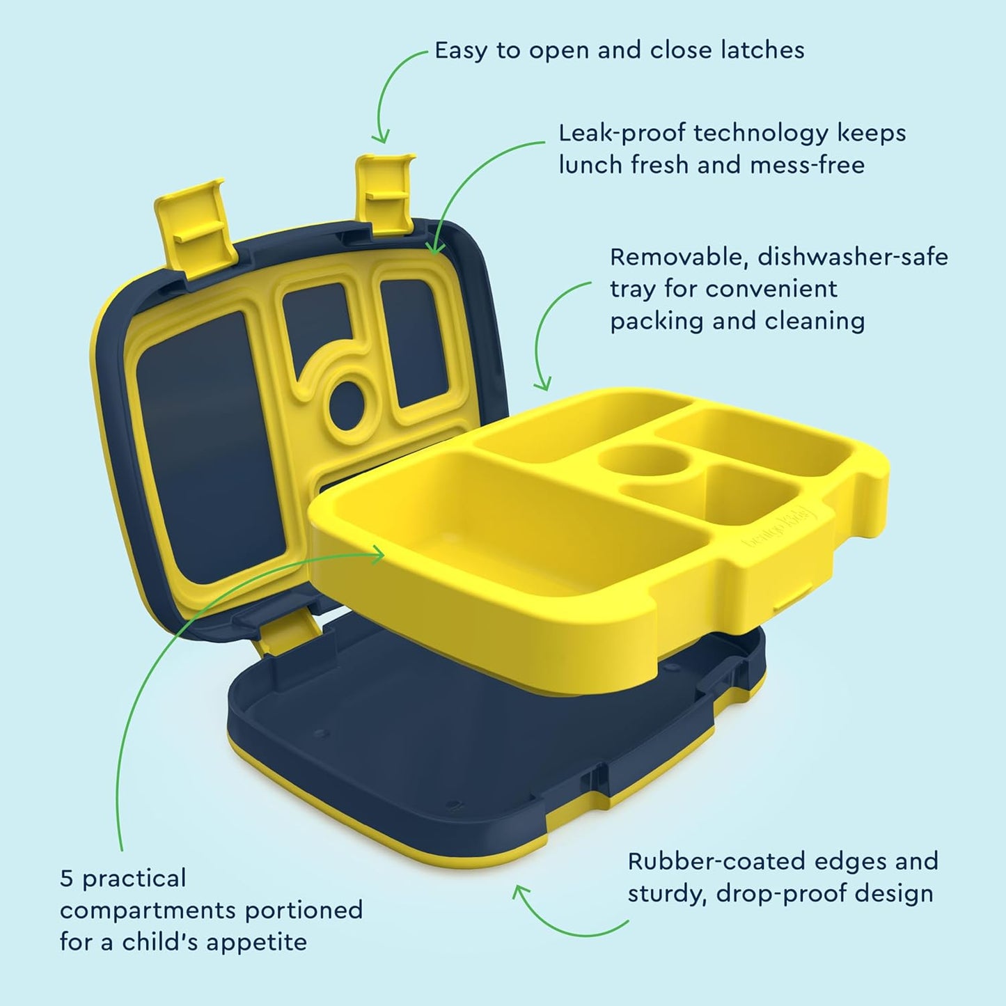 Bentgo Kids Prints Leak-Proof, 5-Compartment Bento-Style Kids Lunch Box - Ideal Portion Sizes for Ages 3 to 7 - BPA-Free, Dishwasher Safe, Food-Safe Materials - 2021 Collection (Llamas)