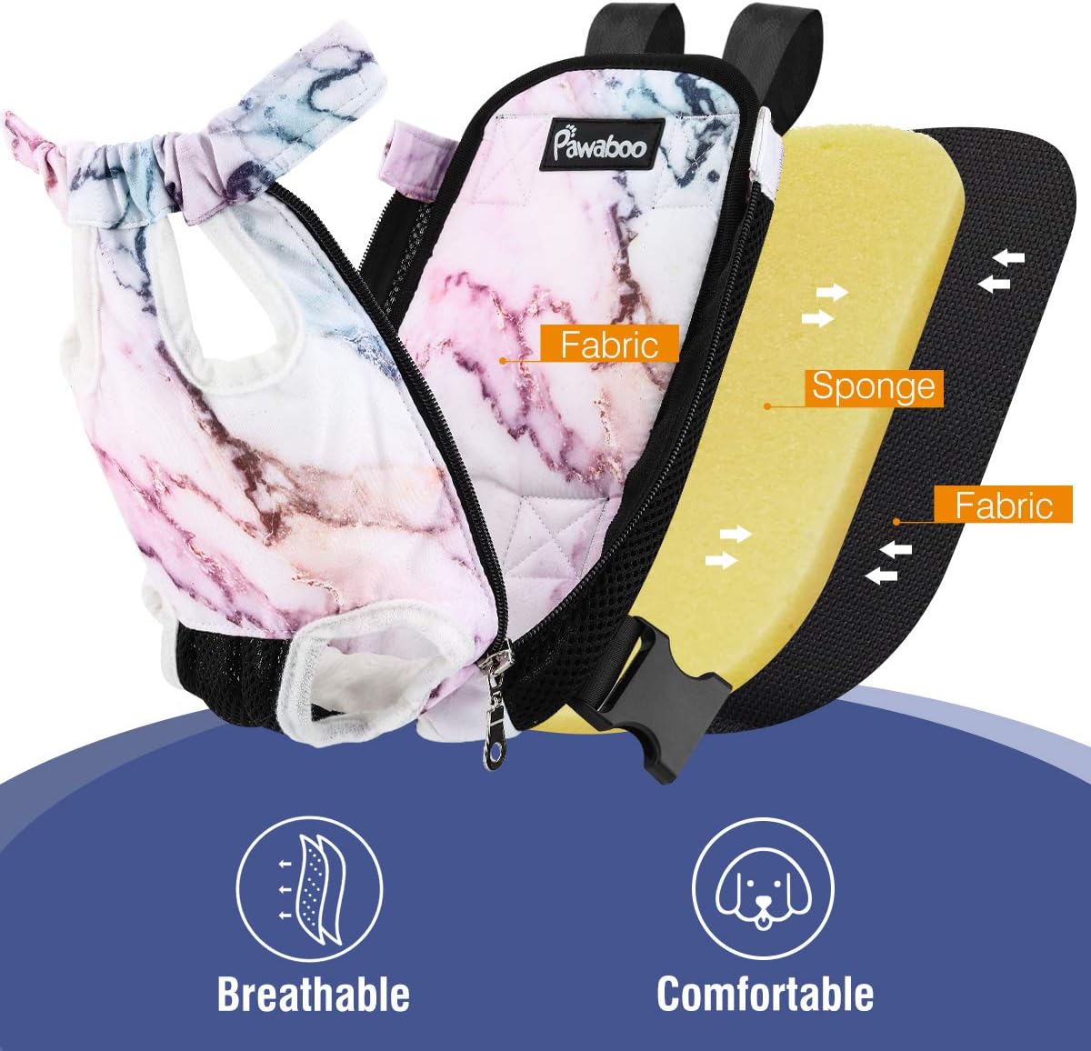 Pawaboo Pet Carrier Backpack, Adjustable Pet Front Cat Dog Carrier Backpack Travel Bag, Legs Out, Easy-Fit for Traveling Hiking Camping for Small Medium Dogs Cats Puppies, Medium, Black