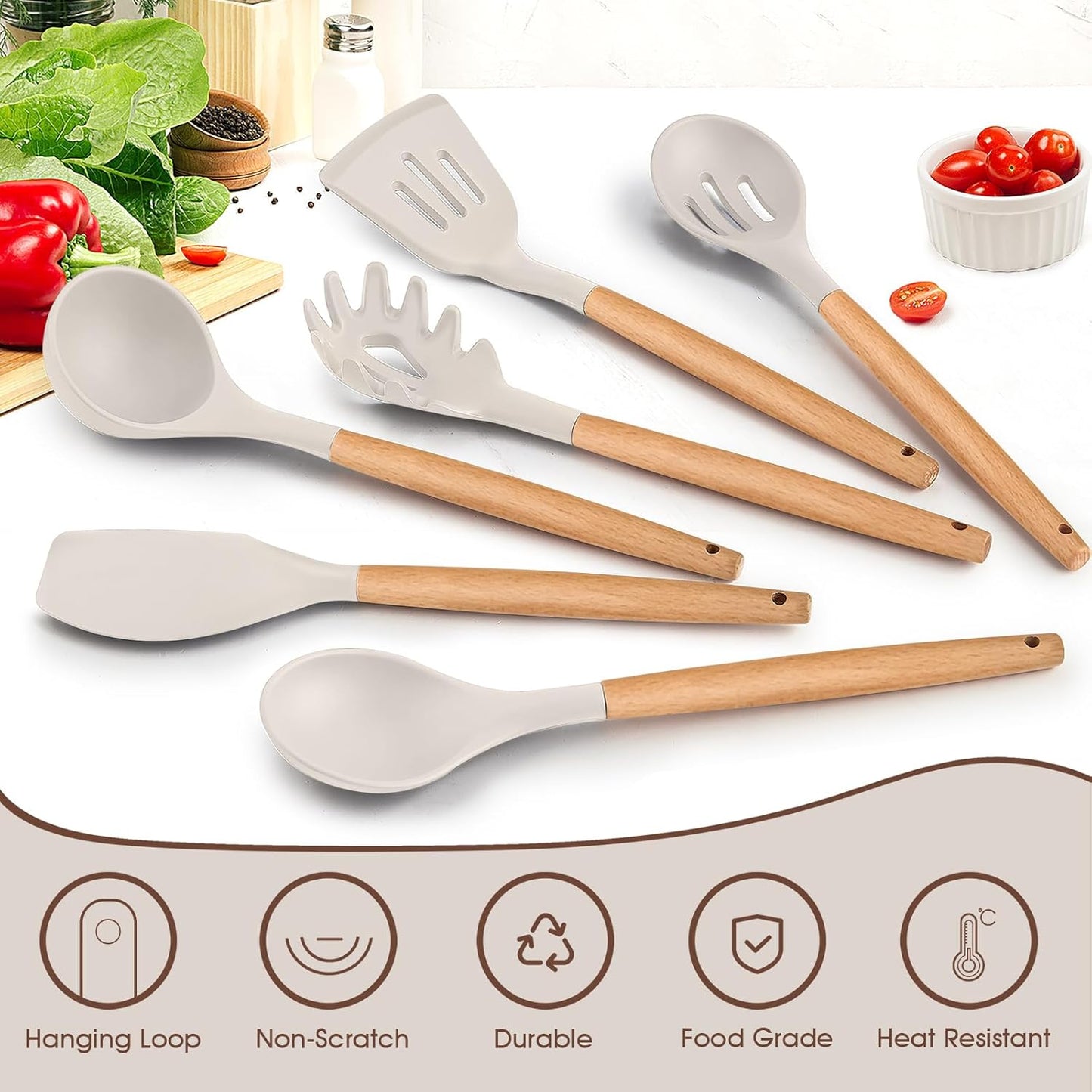 Purilite Select 6-Piece Silicone Cooking Utensil Set
