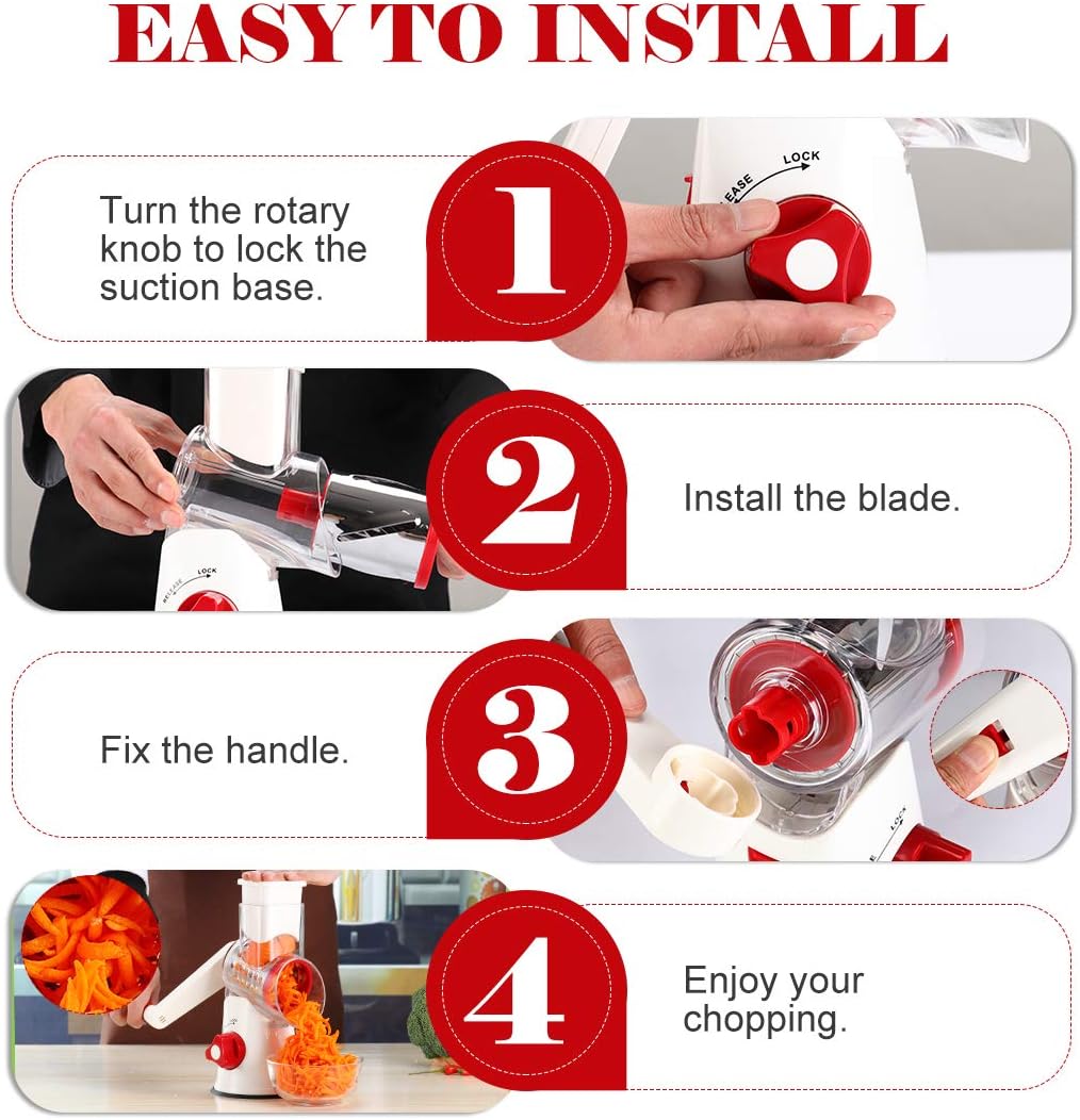 Purilite Select Rotary Cheese Grater with 3 Stainless Steel Blades