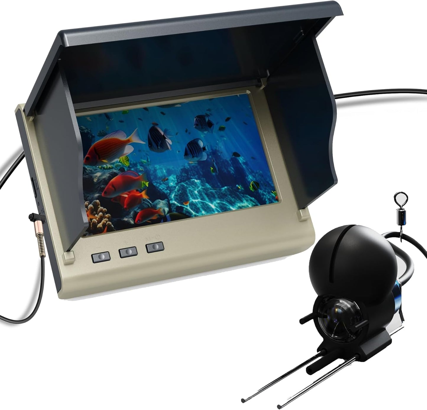 Underwater Fishing Camera with 4.3 Inch LCD, 5000mAh Battery, Infrared Night Vision Light, Portable Fish Finder with 100ft Cable for Ice Lake Boat Kayak Fishing