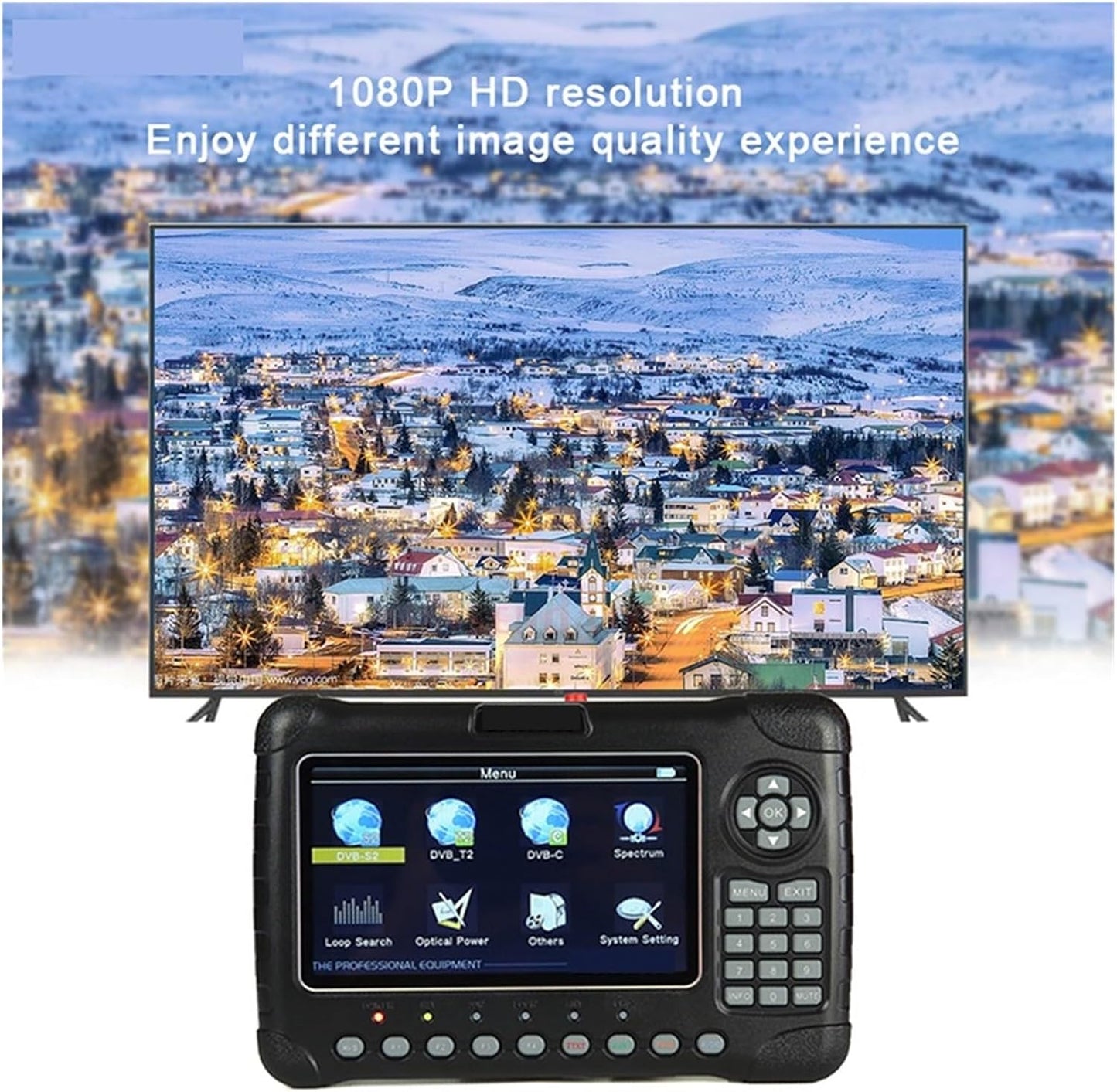WS6980 DVB-S2 DVB-T2/C Satellite Sat Finder Meter 7 Inch Satellite Signal Spectrum Analyzer for Dish Network Directv