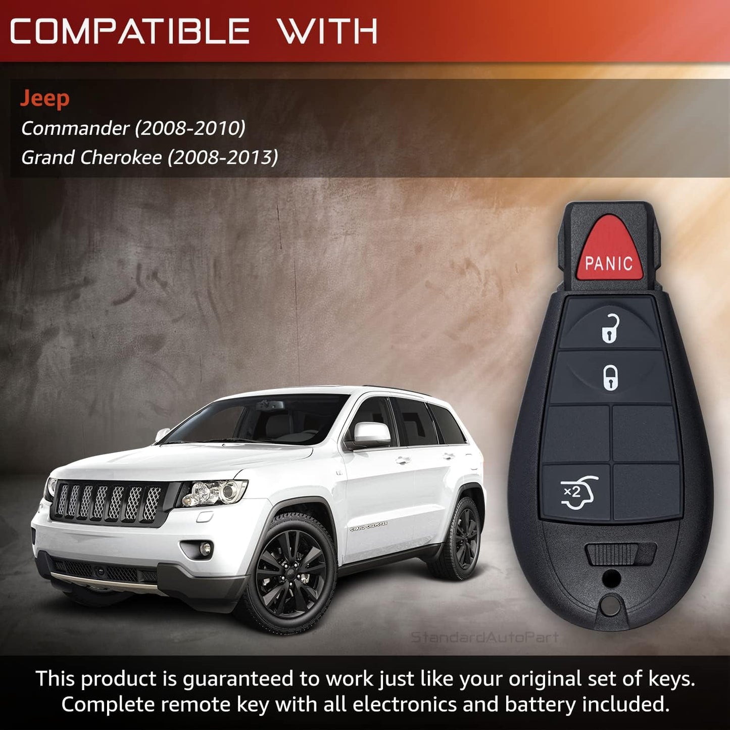 StandardAutoPart Premium Replacement Car Keyless Entry Remote for Grand Caravan Journey Durango Ram Town and Country 300 M3N5WY783X IYZ-C01C (2 Button)