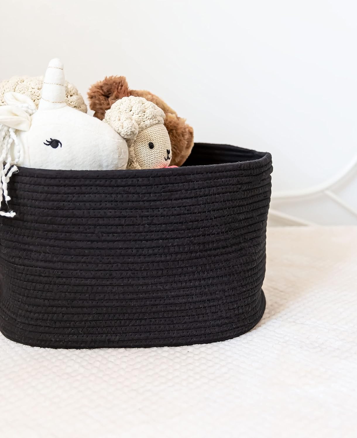 OrganiHaus Soft Woven Baskets for Storage Organization Set of 3, Cotton Rope Nursery Storage Baskets for Shelves, Square Book Bins, Bathroom Towel Hamper, Dog Toy Bins, Panier Rangement - Light Honey