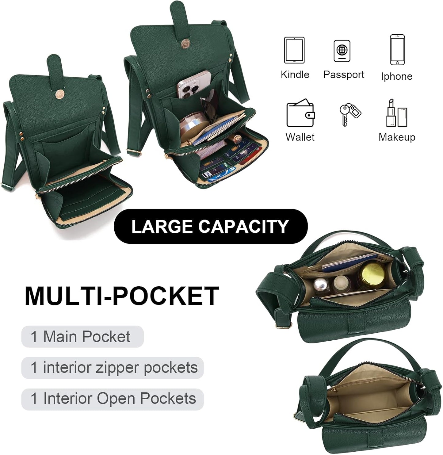 Lexiyat Crossbody Purses for Women Trendy Cell Phone Bag Leather Shoulder Handbags with Card Slots