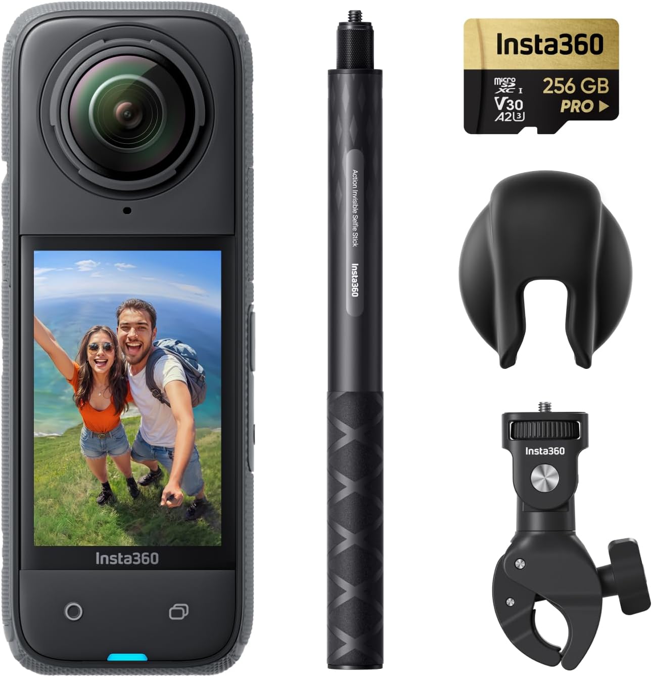 Insta360 X4 Endurance Bundle - 8K Waterproof 360 Action Camera, 4K Wide-Angle Video, Invisible Selfie Stick, Removable Lens Guards, 135 Min Battery Life, AI Editing, Stabilization, for Sports, Travel