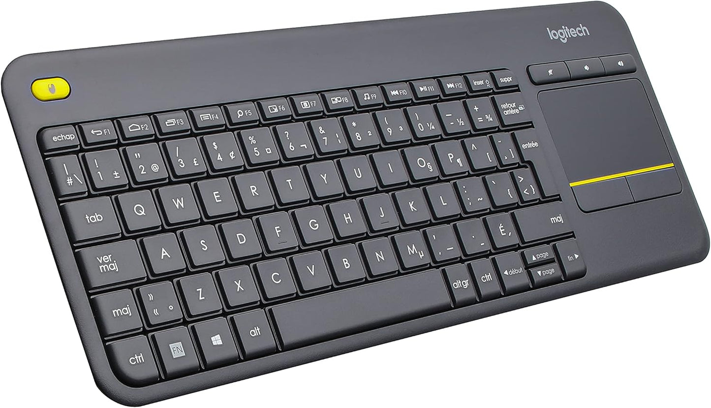 Logitech K400 Plus Wireless Touch TV Keyboard With Easy Media Control and Built-in Touchpad, HTPC Keyboard for PC-connected TV, Windows, Android, Chrome OS, Laptop, Tablet - Black
