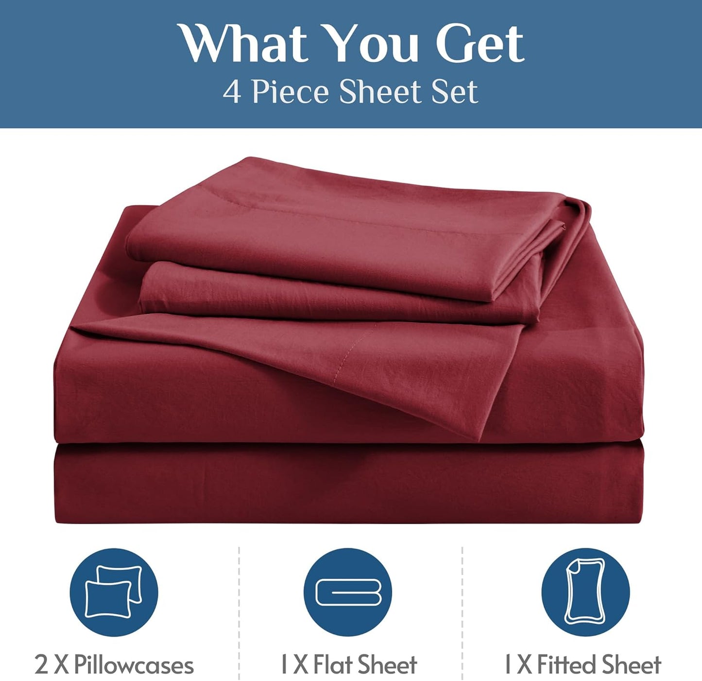 JOLLYVOGUE Queen Size Bed Sheet Set - 4 Piece Bed Sheets Set with Deep Pocket - Soft Breathable & Cooling - Resists Shrinkage & Fading Draps Queen - Easy Care (Dark Grey)