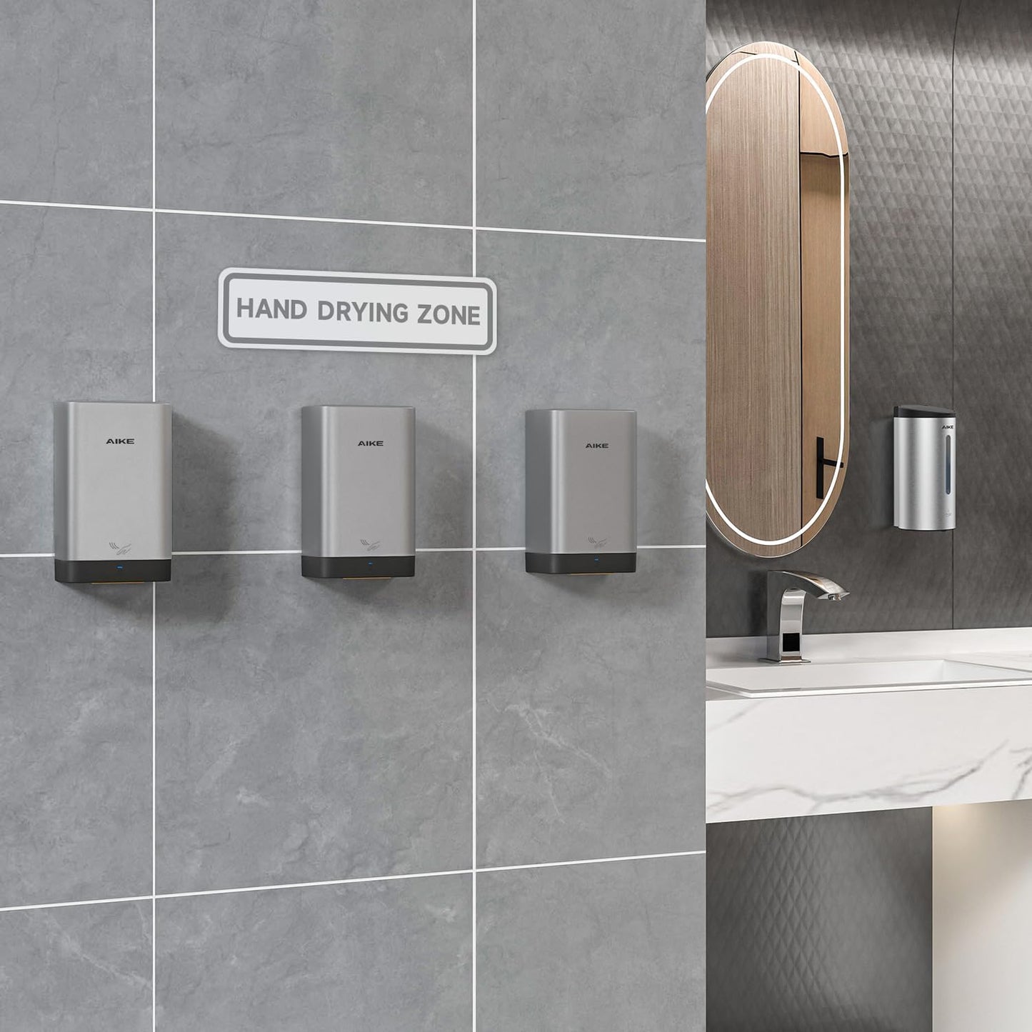 AIKE Surface Mounted ADA Compliant Hand Dryer with HEPA Filter,Black Model AK2822