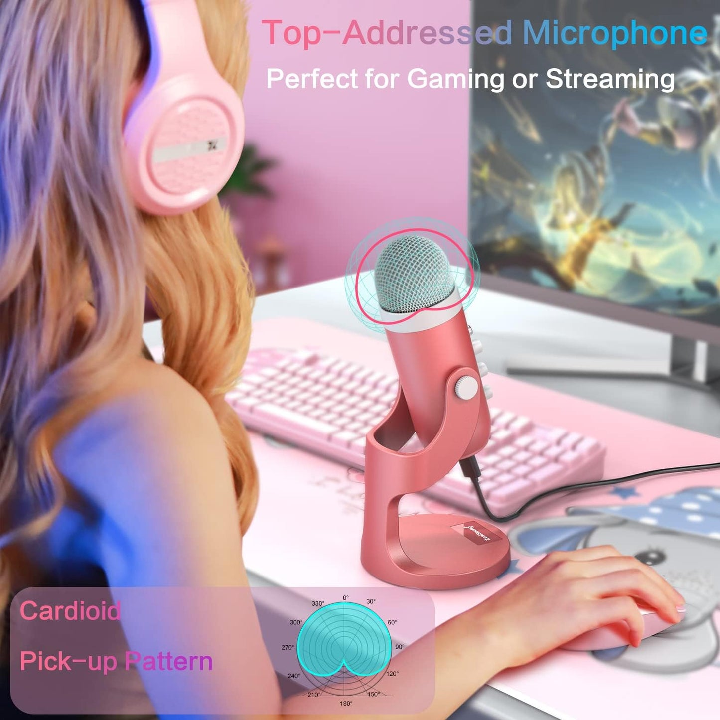 ZealSound USB Microphone,Condenser Phone Computer PC Mic kit,Plug&Play Gaming Microphones for PS 4&5.Mic Gain&Volume Control,Echo &Mute Button for Vocal,Record,Streaming,Discord YouTube Podcast on Mac