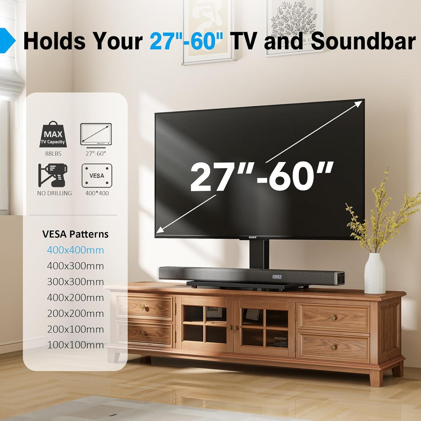 Purilite Select Fixed Tabletop TV Stand (27"–55")