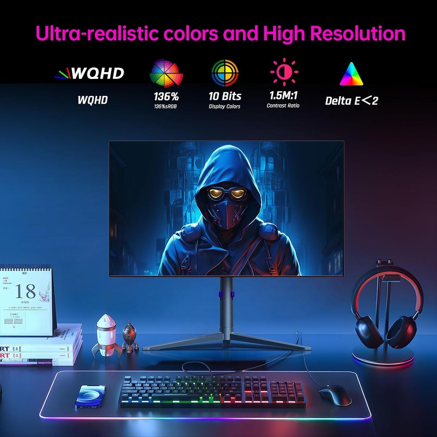 KTC 32 Inch 2K Computer Monitor, IPS 1440p Monitor with Ultra-Thin Bezels, HDR10, Freesync/G-sync, HDMI/DP Ports, Tilt Adjustable, Eyecare, Ideal for Business, Office, and Casual Gaming